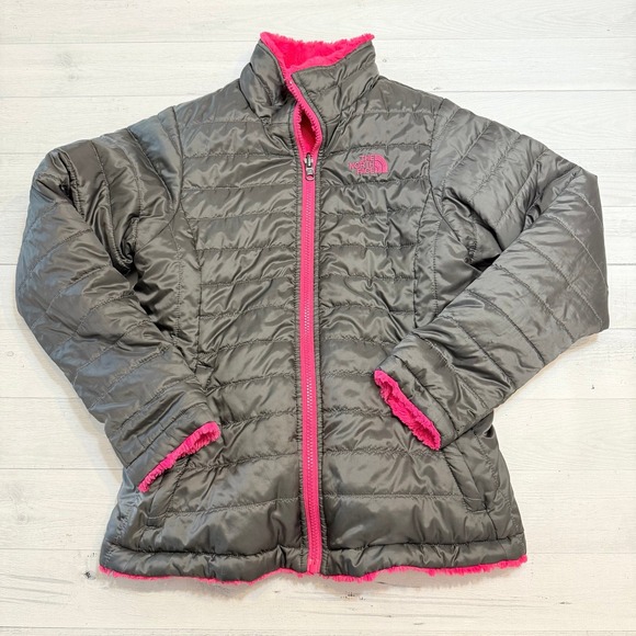 The North Face girls black‎ and pink reversible jacket 14/16 - Picture 1 of 12